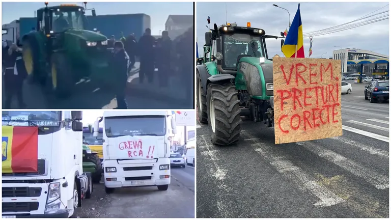 Protestul fermierilor și transportatorilor, ziua 8. Manifestanții blochează intrarea în București și ieșirile din țară