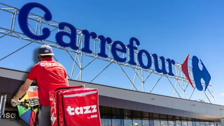 Carrefour a bătut palma cu Tazz. Magazinele din 24 de orașe din țara noastră intră într-un proiect pilot pe singura platformă românească de livrare rapidă