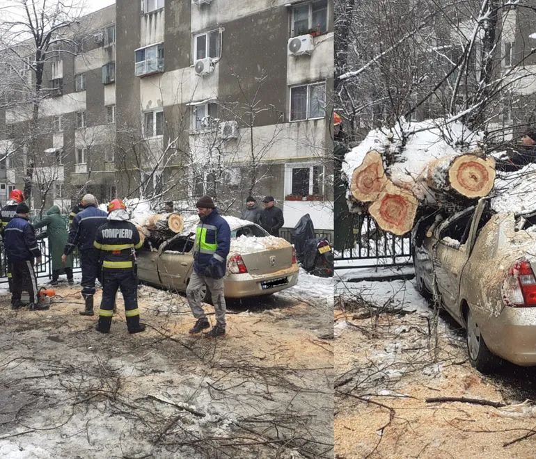 FOTO: Haos în România, după prima ninsoare consistentă. Mașini și locuințe distruse în București / Prognoza meteorologilor