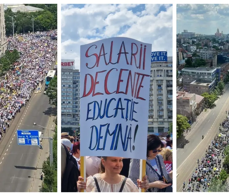 Sindicatele din Educație ies din nou în stradă. Protest cu 20.000 de persoane și marș în București. Noi negocieri la Guvern. Ministrul Educației vrea ca dascălii greviști să recupereze orele pierdute