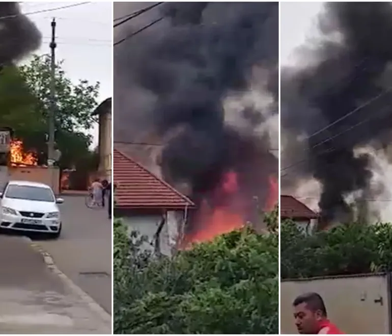 Incendiu masiv la o hală de depozitare din Mogoşoaia. O suprafaţă de 200 mp, afectată de flăcări