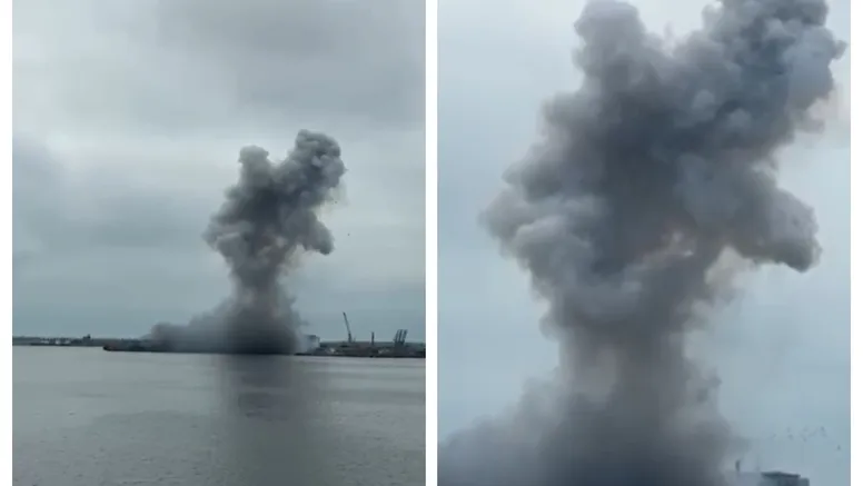 Momentul în care drona a explodat în Portul Constanţa, surprins de camere VIDEO