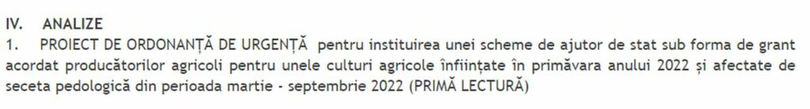 Ordonanţa privind subvenţiile din agricultură nu a fost adoptată