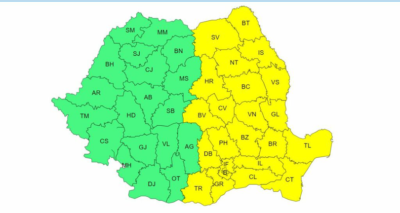 alerta de cod galben de ploi și vijelii