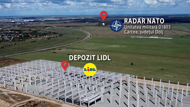 Distanța dintre depozitul Lidl și radarul NATO. Sursa foto: Libertatea
