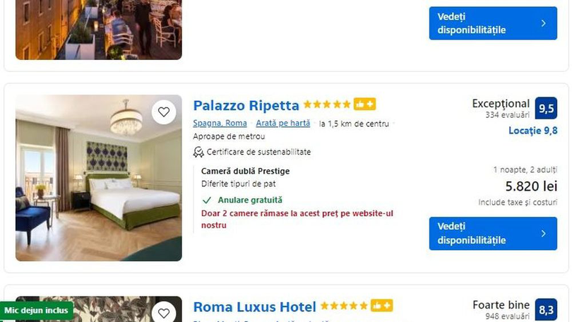 cazare hotel de lux, Roma