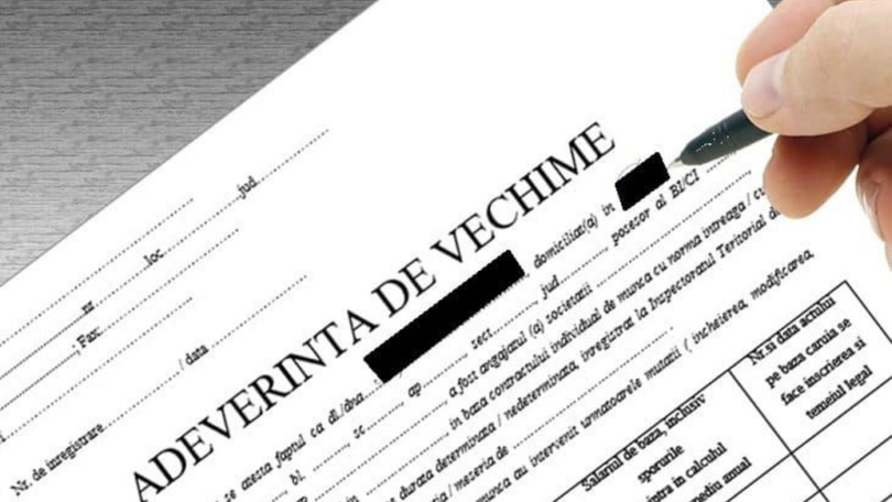 Adeverință vechime pentru pensii