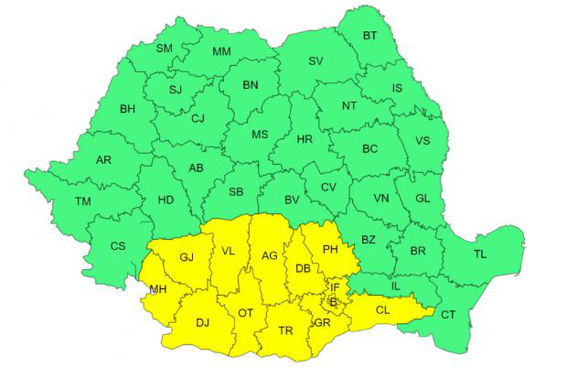 alertă meteo de cod galben de caniculă