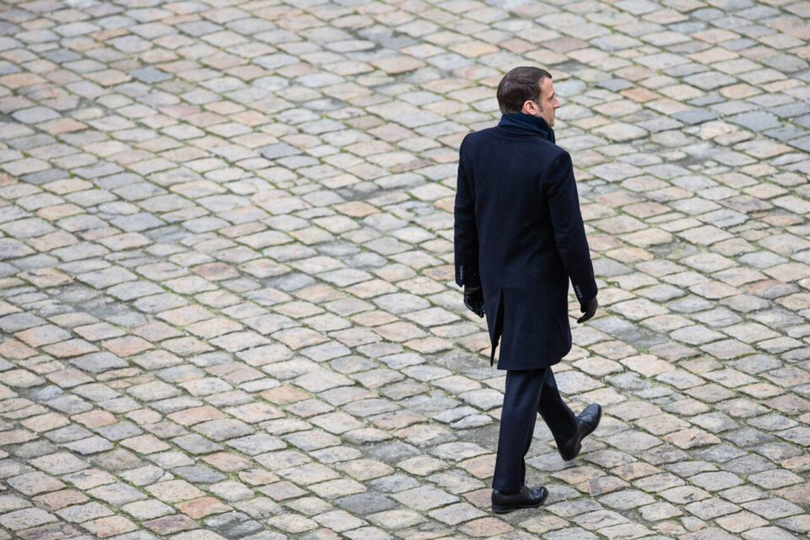 Emmanuel Macron, aici, la ceremonia de omagiu național adusă lui Jean Daniel, desfășurată la Hôtel des Invalides în februarie 2020. (©IP3 PRESS/MAXPPP).