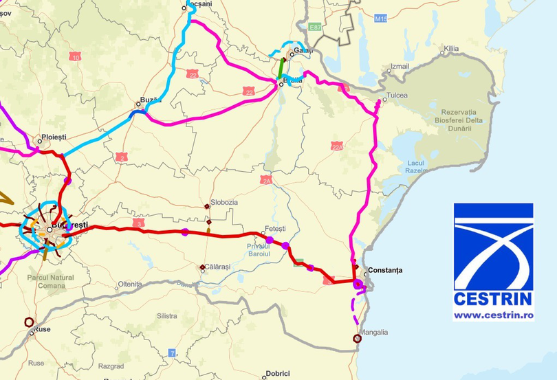 Harta Traseu Drum Expres 8 Constanța-Tulcea