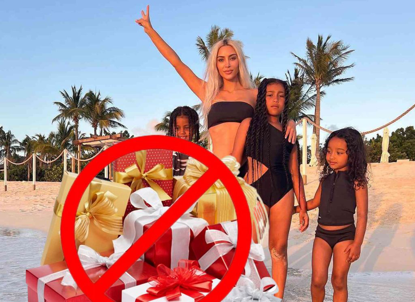 Kim Kardashian se numără printre vedetele care preferă să nu dea cadouri copiilor săi