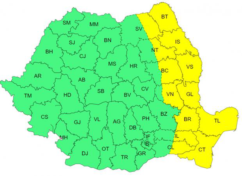 alertă meteo de cod galben de vânt