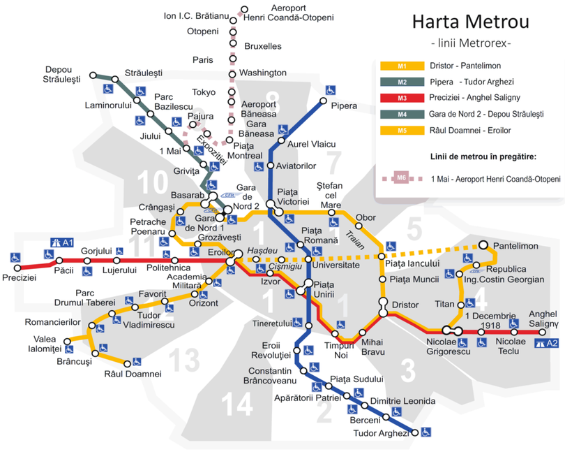 Harta metroului bucureștean / Metrorex