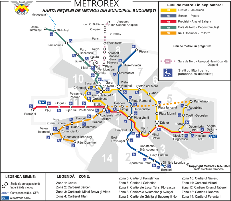 Harta Metrou București