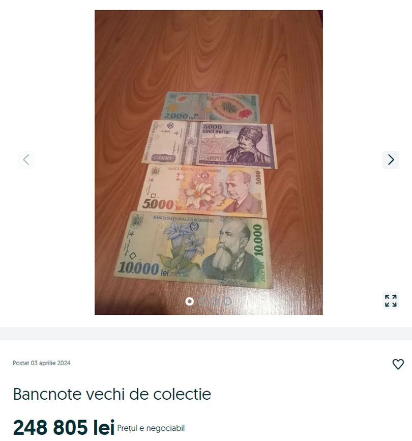 Anunțul cu bancnotele vechi