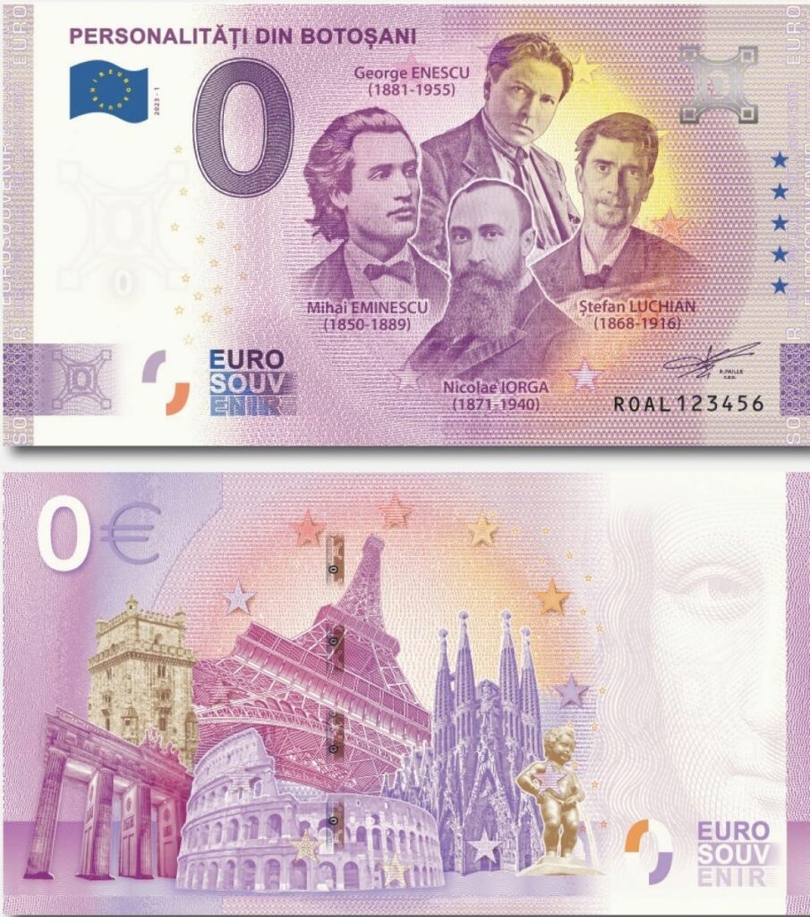 Cum arată banconota de 0 euro apărută în Botoșani. Prețul cu care se vinde către orice doritor