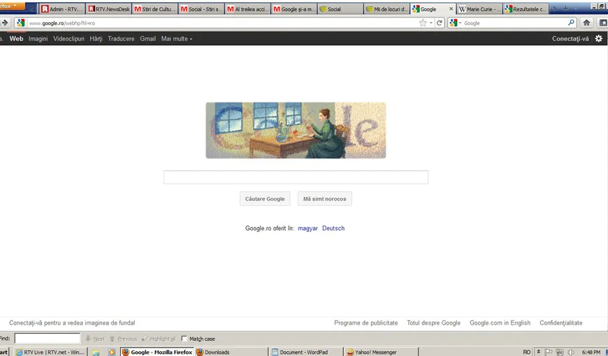 Google şi-a modificat logo-ul la 144 de ani de la naşterea savantei Marie Curie