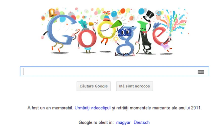 Google sărbătoreşte Anul Nou cu un logo special şi un clip cu momentele cheie din 2011  VIDEO