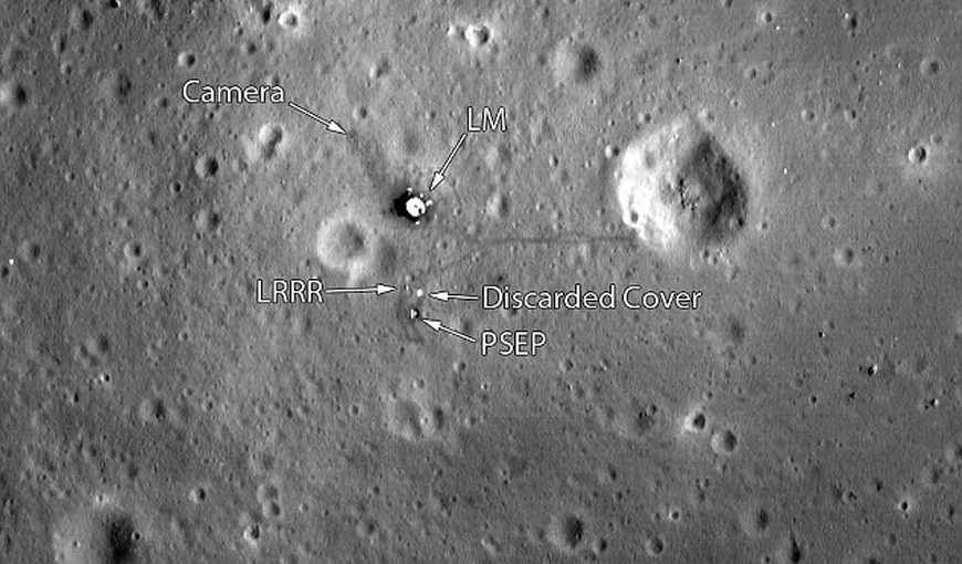 Noi imagini de pe Lună: Locul unde a aselenizat Apollo 11, văzut de la 2.400 metri FOTO