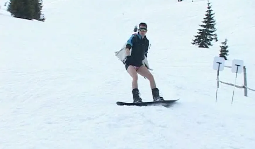 La schi, în pantaloni scurţi, pe Munţii Şureanu VIDEO