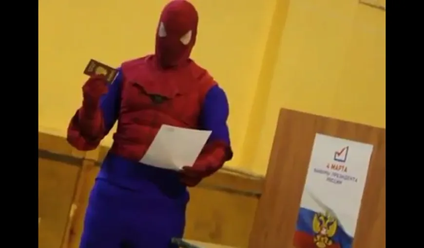 Alegeri de râs în Rusia. Cu cine o fi votat Spiderman? VIDEO