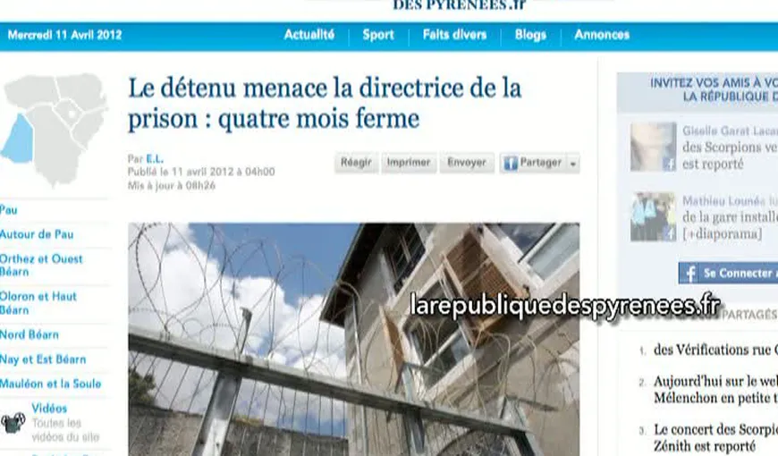 Un român, condamnat în Franţa după ce a ameninţat-o pe directoarea penitenciarului