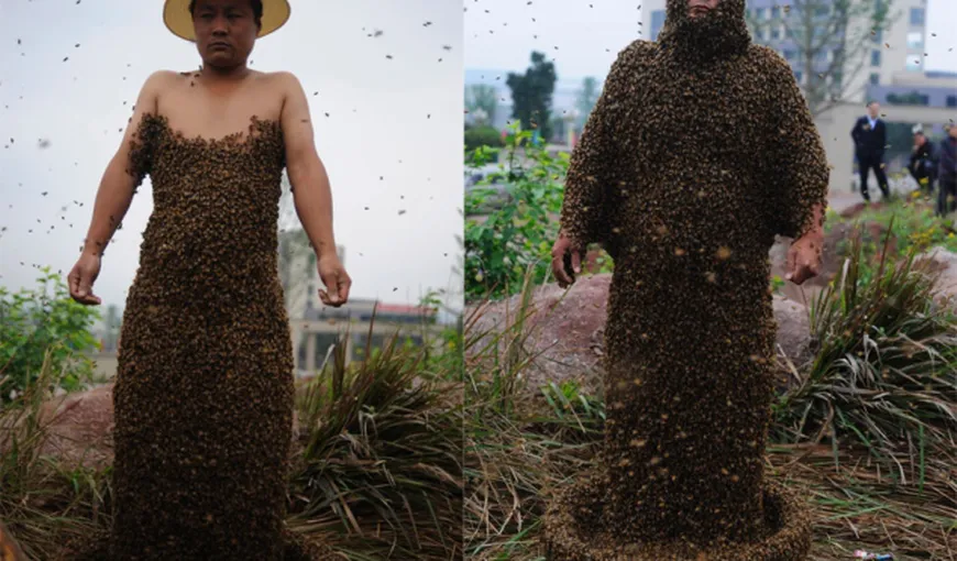 INCREDIBIL Un bărbat s-a acoperit cu 331.000 de albine pentru a doborî un record mondial