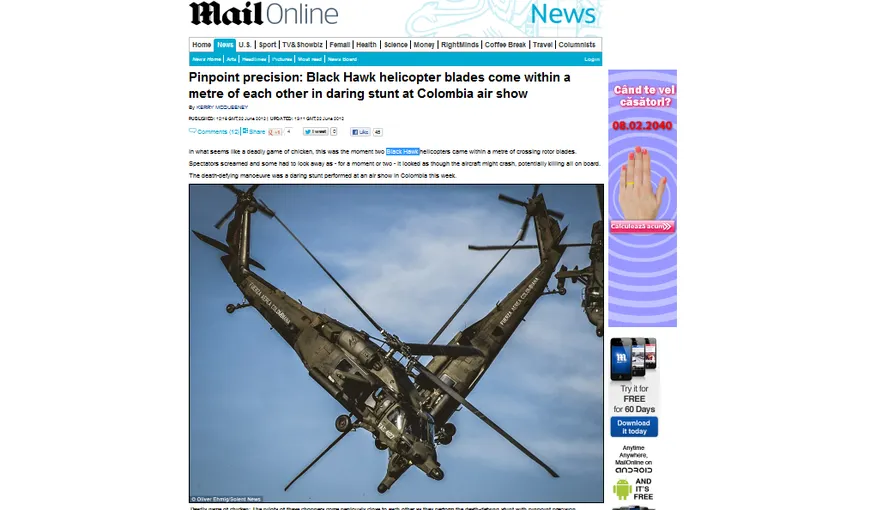 Acrobaţii spectaculoase cu elicoptere Black Hawk FOTO