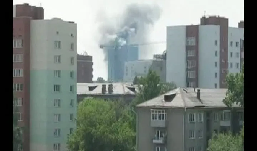 Un zgârie-nori din Rusia a luat foc VIDEO