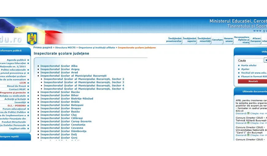 REZULTATE EVALUARE NAŢIONALĂ 2012. Site-urile inspectoratelor, un DEZASTRU