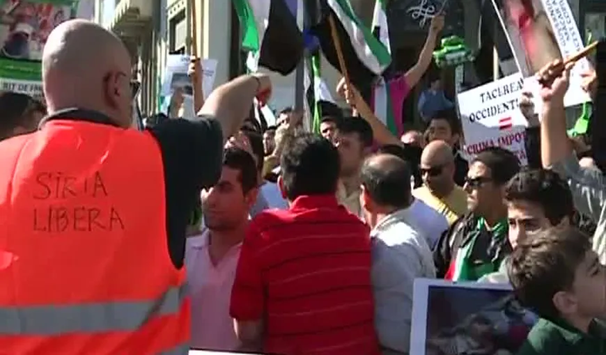 Protest al comunităţii siriene în Capitală: Băsescu să-l expulzeze pe ambasadorul sirian VIDEO