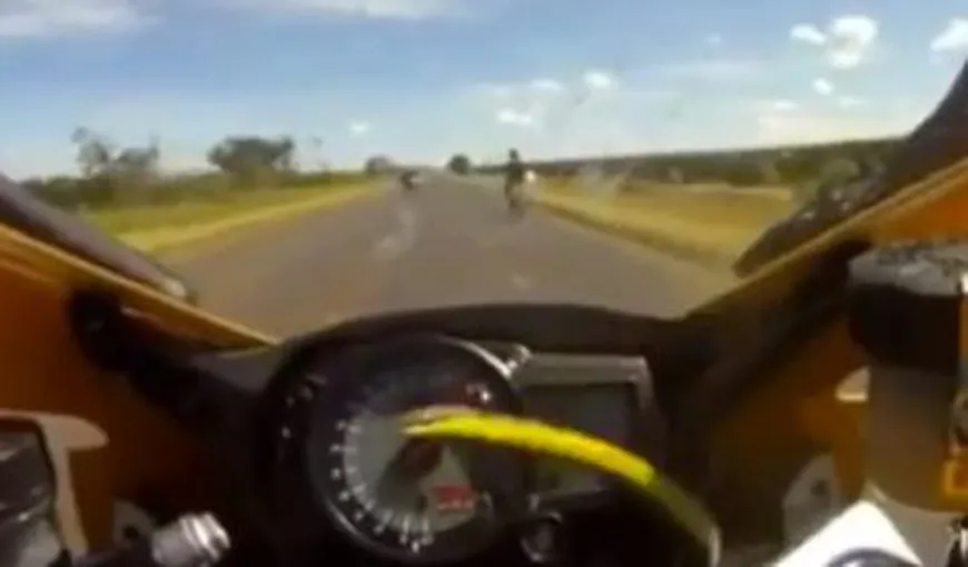 Motociclist, atacat de un şarpe în timp ce mergea cu 250 km/h VIDEO