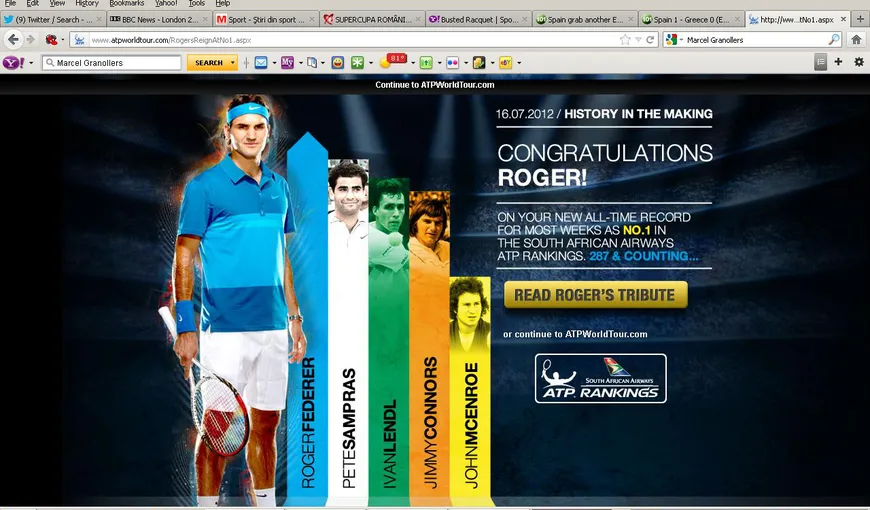 Roger Federer a mai doborât un record în tenisul mondial