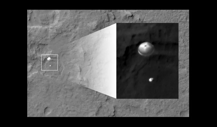Aterizarea robotului Curiosity pe Marte, fotografiată din spaţiu FOTO