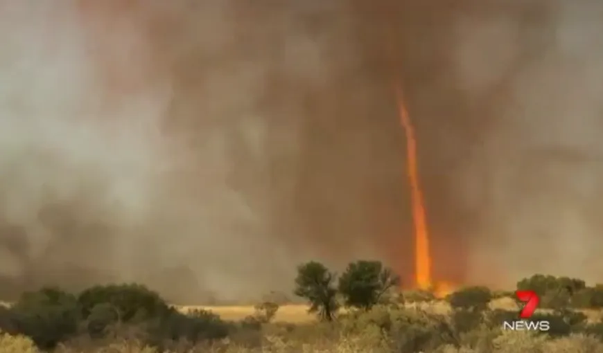 Fenomen extrem de rar şi de periculos: O tornadă de foc a apărut în Australia VIDEO