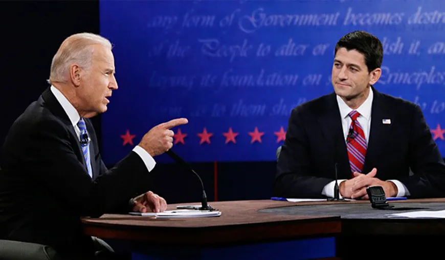 Duelul vicepreşedinţilor americani: Paul Ryan şi Joe Biden s-au ironizat aproape tot timpul VIDEO