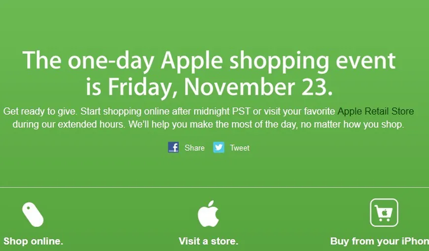 BLACK FRIDAY: Apple reduce preţurile în 23 noiembrie