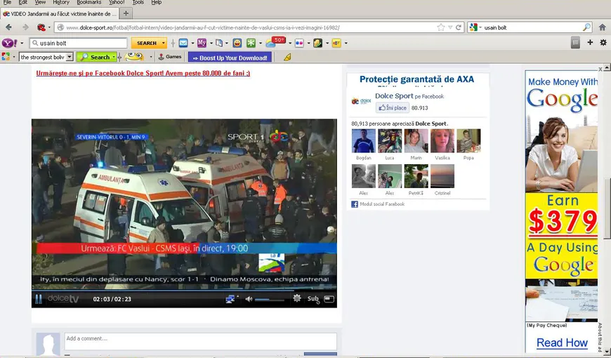 Bătaie la Vaslui, între fani şi jandarmi. Un suporter a fost lovit în timp ce primea îngrijiri VIDEO