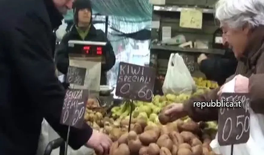 Iniţiativă de criză: Piaţa săracilor din Italia cu produse la preţuri mai mici de 1 euro VIDEO