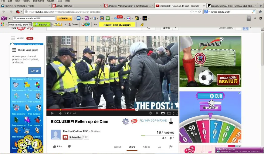 INCIDENTE între fanii Stelei şi poliţia olandeză, la Amsterdam. Patru români au fost arestaţi VIDEO