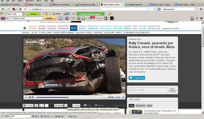 Robert Kubica a mai suferit un accident de raliu. Polonezul era să cadă în prăpastie VIDEO