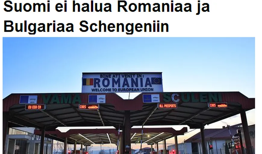 Încă un vot împotrivă: Finlanda se opune aderării României la Schengen