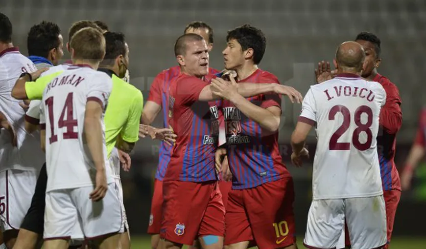 Derby cu scandal: Rapid – Steaua 1-1. Meciul a fost întrerupt 10 minute, din cauza incidentelor