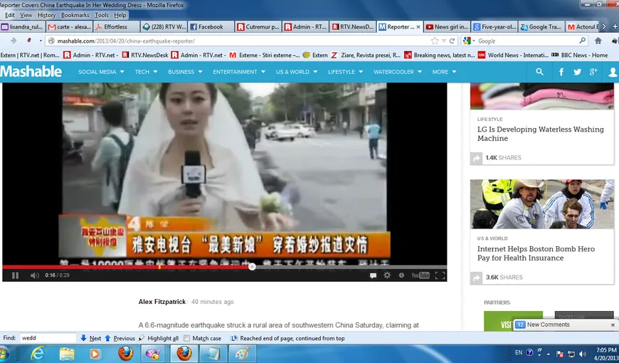 Cutremurul i-a DISTRUS nunta. O jurnalistă din China transmite LIVE în rochie de MIREASĂ VIDEO