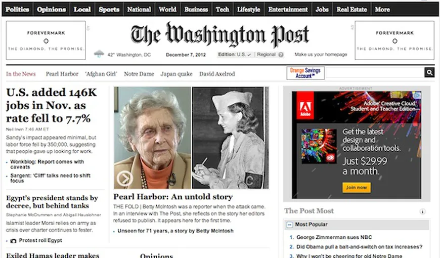 Ediţia online a Washington Post, disponibilă doar pe bani. Vezi cât va costa abonamentul