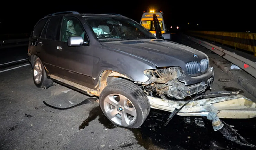 Accident GRAV în Giurgiu: Pasagerul unui BMW a decedat fiind străpuns de balustrada unui cap de pod
