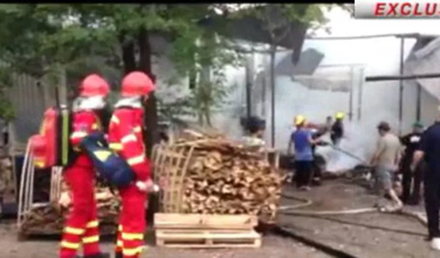 Incendiu de proporţii în Argeş. O fabrică de cherestea a fost cuprinsă de flăcări
