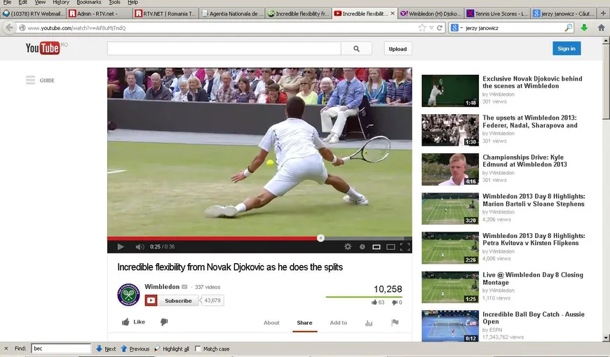 Djokovic, incredibil de flexibil. Sârbul a reuşit un punct senzaţional la Wimbledon VIDEO