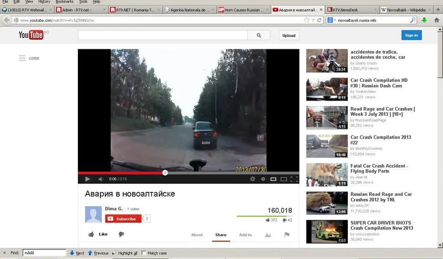 Şi-a distrus maşina din cauza unui simplu claxon. Cel mai fricos şofer din Rusia VIDEO