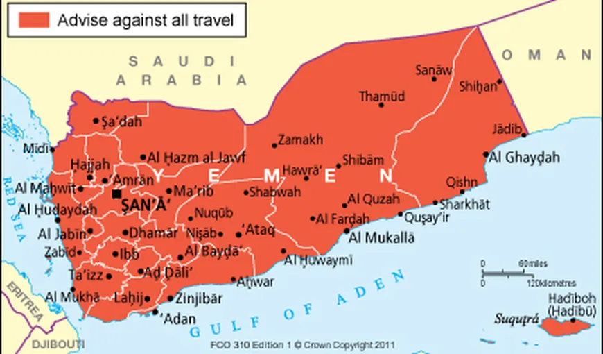 Alertă MAXIMĂ în Yemen. Ambasada Marii Britanii a evacuat tot personalul